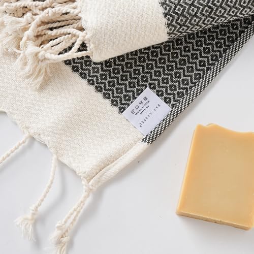BAY LAUREL Turkish Hand Towel – Pack of 2 | Soft & Absorbent Decorative Towels for Bathroom, Hand, Face, Hair, Gym, Yoga, SPA, Kitchen & Tea (Dark Army Green, Diamond 15x26 Inches (Set of 2) - Image 2