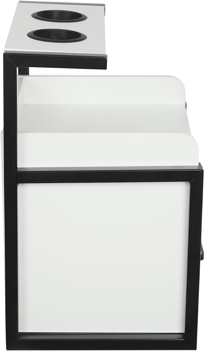 Suspended Salon Wall Cabinet with 2 Drawers & Hair Dryer Holder, Storage Cabinet for Hair Salon, Wall Mounted Styling Station, 15.75'' Wide Storage for Hair Salons, Spas, Home Use (White)
