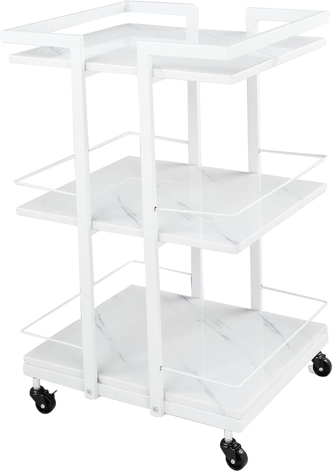 Esthetician Cart with Wheels Salon Rolling Trolley, Mobile Storage Organizer for Beauty Spa Cosmetology Massage, Tattoo Manicure Facial Tool Holder Station, White