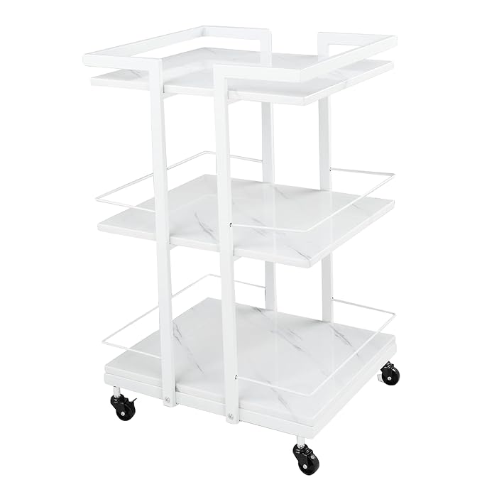 Esthetician Cart with Wheels Utility Salon Rolling Trolley, White Mobile Storage Organizer for Beauty Spa Cosmetology Massage, Tattoo Manicure Facial Tool Holder Station