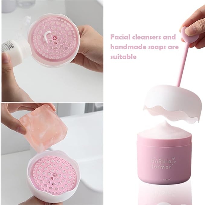 Face Wash Foam Maker, Facial Cleanser Foam Cup Froth Whip Bubble Maker Skin Care Face Wash Foamer, Deep Skincare Cleaner Tools, for Home Travel(COLOR:pink)