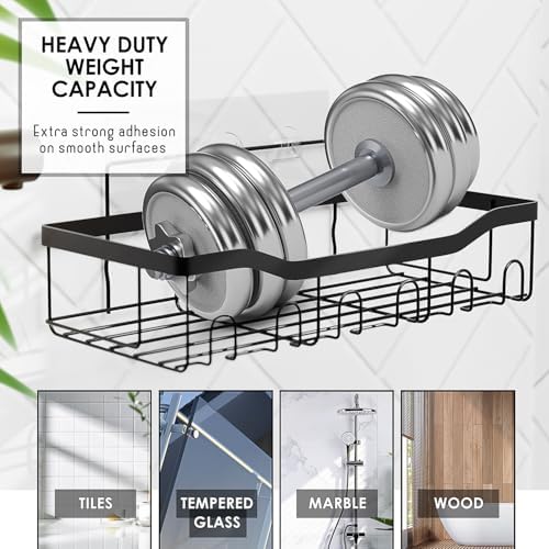 Clara Clark Coal Black Bathroom Set - Bathroom Sets with Shower Curtain and Rugs, 26PC Bathroom Accessory Set, Shower Curtain Set with Adhesive Corner Shower Caddy Hanging & Soap Dispenser - Image 6