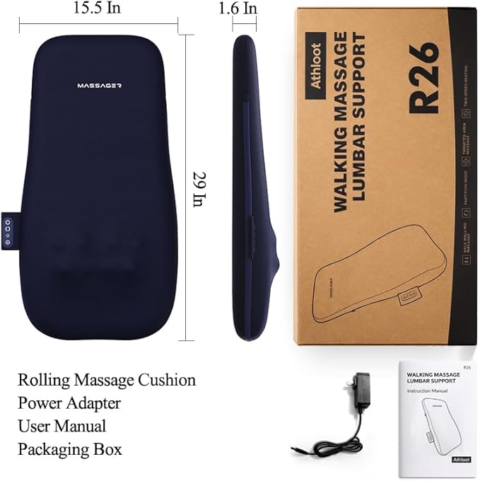 Back & Neck Massager with Heat for Pain Relief, FSA Full-Length Rolling Massage Cushion for Upper & Lower Back, 3 Modes, 2 Heat Levels, 15-Min Auto-Off, Slim Lumbar Support, HSA Eligible
