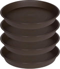 4 Pack of Bird Bath Bowl 18 19 inch, 2.7" Depth, 20 21 22 23 24 25 26 inch Heavy Duty BirdBath Bowls only, Plastic Round Large Plant Saucer Dish for Garden (19", Brown)