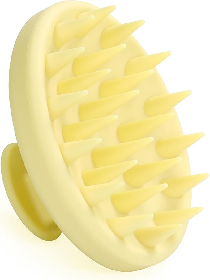 Meartchy Silicone Scalp Massager, Scalp Scrubber for Hair Growth with Soft Bristles, Scalp Exfoliator Brush Dandruff Removal Shampoo Brush for Wet Dry Scalp Care (Light Yellow)