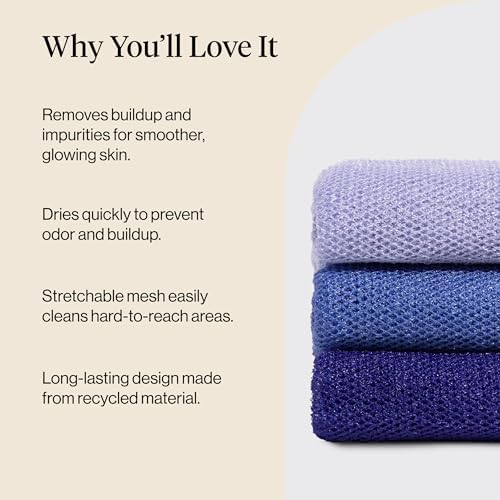 Kitsch African Net Sponge – Exfoliating Body Scrubber – Ocean Blue, 3 Pcs - Image 4