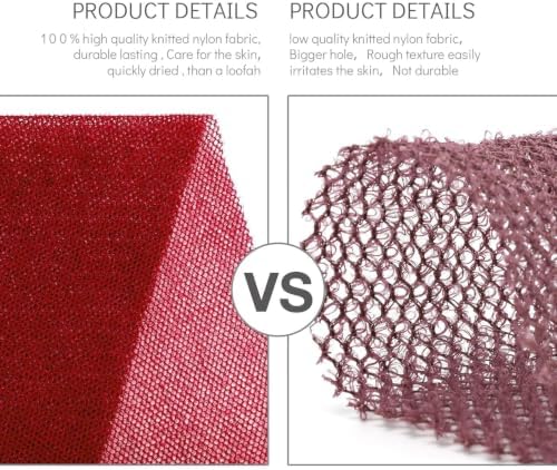 UJFQBH 2 Pieces African Bath Sponge African Net Long Net Bath Sponge Exfoliating Shower Body Scrubber Back Scrubber Skin Smoother,Great for Daily Use (Red) - Image 3
