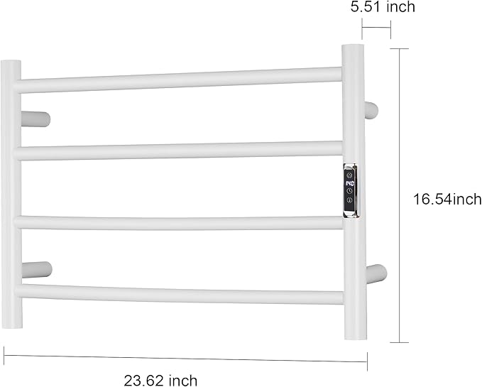Heated Towel Racks for Bathroom, Wall Mounted Electric Towel Warmer Racks with Timer & Temperature Control, 4 Bar Stainless Steel Towel Heater for Bathroom,Plug-in,White