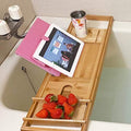 Bath Caddy Tray for Tub, Bamboo Bathtub Tray Caddy 29.5-42.9 inch Expandable with Wine Glass Holder, Book Stand and Phone Slot Luxury Bubble Bath Accessories & Spa Decor Distinctive Gift by DYRABREST