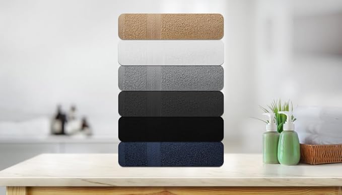Medium Bath Towels Pack of 6 – 24x48 Inches – Soft, Quick Dry & Highly Absorbent – 100% Cotton Towels for Bathroom, Spa, Gym & Hotel – Multi Assorted