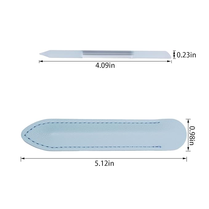2 Pcs Transparent White Glass Cuticle Pusher Tool with Blue Leather Case, Sassy Tip Cuticle Pusher Pen for Precision Filing Nail Salons Home