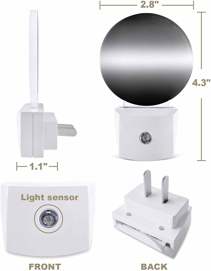 Night Lights Auto Sensor Black Ombre Night Light Solid Color Round Lamp Plug-in LED Nightlights Dusk to Dawn for Living Room Bedroom Bathroom Hallway Wall Decor