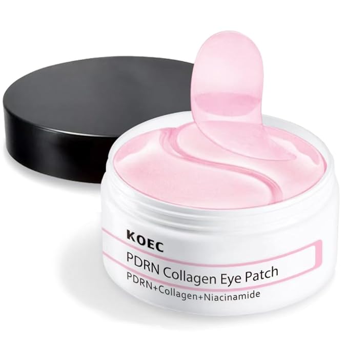 KOEC PDRN Collagen Eye Patch 60,Under Eye Patches for Puffy Eyes and Dark Circles,Eye Mask with Hydrolyzed Collagen & Niacinamide,Bridesmaid Gifts for Woman