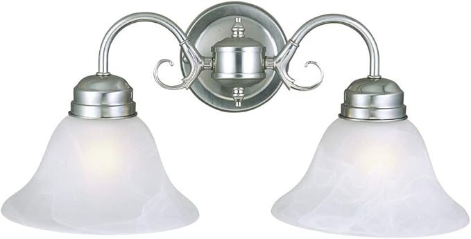 Design House 511600 Millbridge Wall Light Traditional 2-Light Indoor Dimmable Light with Alabaster Glass for Bathroom Hallway Foyer, Satin Nickel