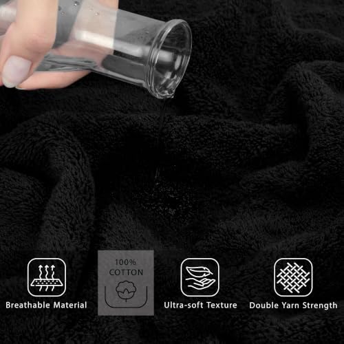 Cotton Paradise 100% Cotton Turkish Towel Set, Soft Absorbent Quick Dry, 2 Piece 35x70 Bath Sheet Set, Coal Black - Image 4