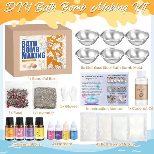 JUYRLE Bath Bomb Making Kit- DIY Bath Bomb Kit for Women, Make Your Own Bath Bombs, Bath Bomb Craft Kits with Bath Bomb Molds, Soap Making Kits, Bath Bomb Making Supplies Gifts for Girls Women - Image 2
