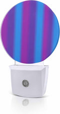 Night Lights Auto Sensor Purple Blue Night Light Gradient Color Stripe Round Lamp Plug-in LED Nightlights Dusk to Dawn for Living Room Bedroom Bathroom Hallway Wall Decor
