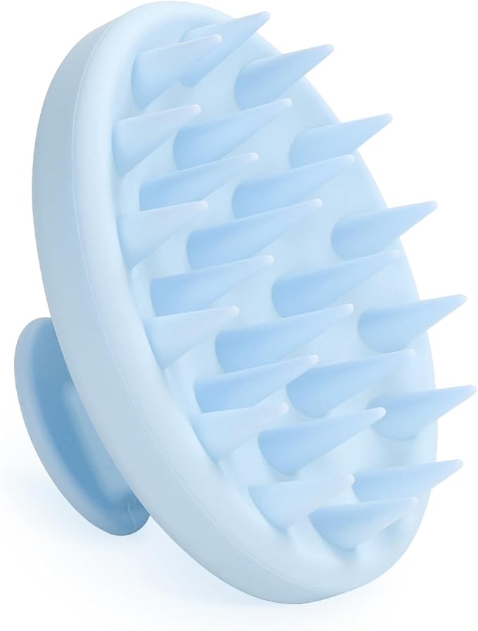 Meartchy Silicone Scalp Massager, Scalp Scrubber for Hair Growth with Soft Bristles, Scalp Exfoliator Brush Dandruff Removal Shampoo Brush for Wet Dry Scalp Care (Light Blue)
