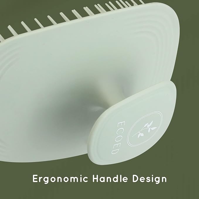 Ecoed 2 PC Scalp Massager Shampoo Brush, Scalp Scrubber & Exfoliator for Dandruff Removal, Wet & Dry and Detangler for Men and Women, Suitable for Short Medium Hair (Green)