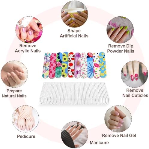 Mini Nail Files, Colorful Emery Boards for Nails Double Sided 180 Grit Emory, Gifts Bulk Fingernails Manicure Tools Shaping Buffing Smoothing Filers Cute 3.5” (100 Pcs Colorful 180 Grit 3.6 in) - Image 6