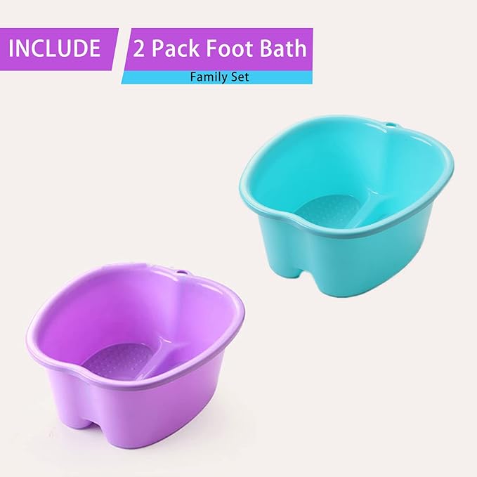 2 Pcs Foot Soaking Bath Basin - Large Foot Soaking Tub Foot Bath Spa Wash Basin Foot Bucket Foot Soaking Tub Feet at Home (Purple/Blue)