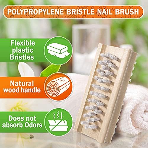 Konex Non-Slip Wooden Two-sided Hand and Nail Brush - Stiff Bristle Fingernail Brushes for Cleaning Under Nails - Heavy Duty Fingernail Brush for Manicure and Automotive Use - 2 Pack - Image 4