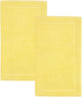 Hawmam Linen Yellow Bath Mats, 21 x 34 inches, Pack of 2-100% Ring Spun Cotton,[Not a Bathroom Rug] Banded Design, Highly Absorbent, Machine Washable for Bathroom Floor Towel
