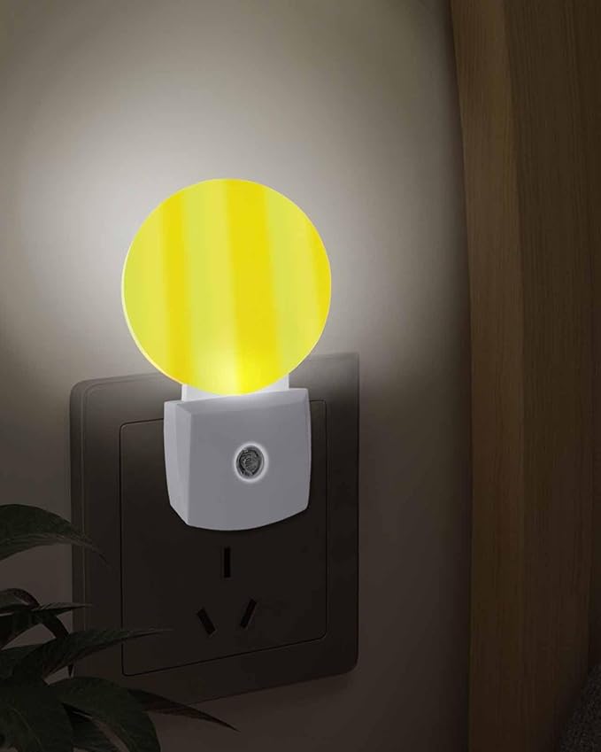 Night Lights Auto Sensor Green Yellow Orange Night Light Gradient Color Stripe Round Lamp Plug-in LED Nightlights Dusk to Dawn for Living Room Bedroom Bathroom Hallway Wall Decor