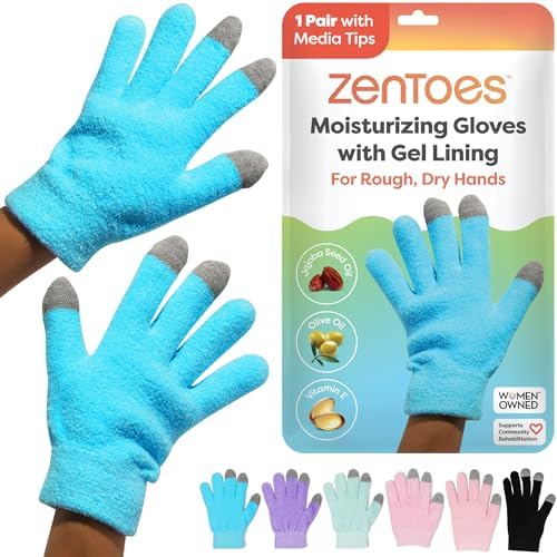 ZenToes Moisturizing Gloves for Dry Hands, Media Tips, Fuzzy, 1 Pair by ZenToes