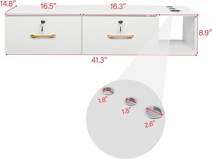 Wall Mount Styling Station for Hair Stylist,Wooden Hair Salon Station Storage Cabinet,Beauty Salon Storage Equipment,Beauty Spa Tool Organizer,with Drawers,for Barber Shop, Home, Bathroom (White)
