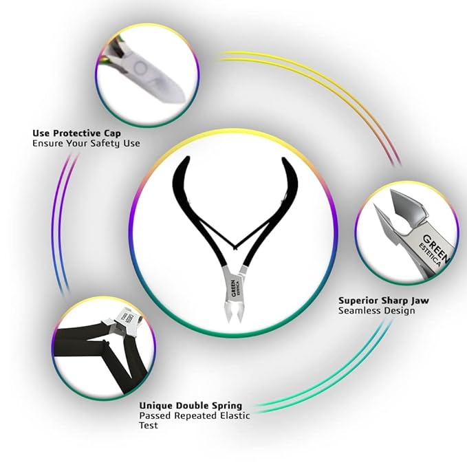 Professional Cuticle Trimmer Nail Cuticle Cutter Stainless Steel Cuticle Nippers with Sharp Blades Double Spring Manicure Tools for Nail Care Pedicure Home Spa (Black - Pusher Included)