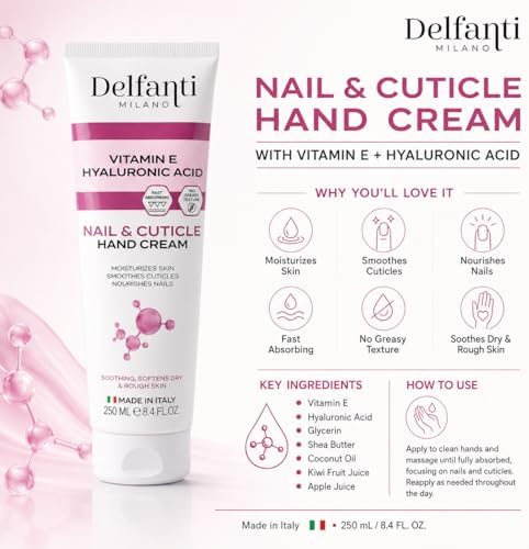 Delfanti-Milano Nail & Cuticle Hand Cream, Moisturizing Hand Cream for Dry Hands, Cuticles & Nails, Softens Rough Skin, Non-Greasy Feel, Daily Hand Care Cream - Image 2