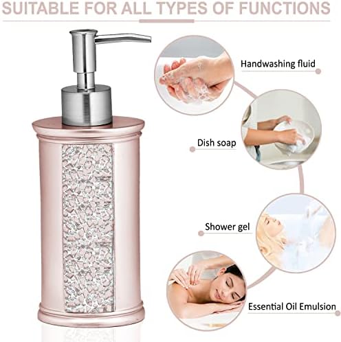 Zahari Home 4pc Sinatra Stylish Bathroom Accessories Set Liquid Soap Dispenser, Tumbler, Tooth Brush Holder and Soap Dish Modern Classic Luxury Decor Bling Mosaic Glass Blush Bathroom Accessories - Image 3