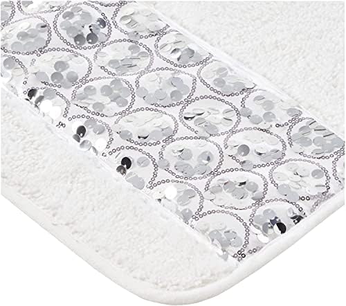 Zahari Home Sinatra Modern Bathroom Rug Classic Luxury Bath Rug Contemporary Decor Stylish Bath Mat for Shower Unique Design White Bathroom Rug Bath Shower Tub Decor Bling - Image 2