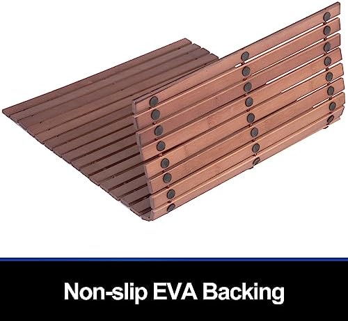 Bath Mat Bathroom Rugs Floor Wood Shower Bathtub Waterproof Non Slip Walnut Accessories 16x24 Inch Easy to Clean, 2 pcs - Image 2