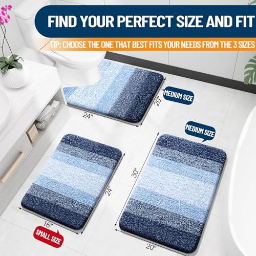 OLANLY Bathroom Runner Rugs Mat 44x20, Extra Soft Absorbent Microfiber Bath Rugs, Rubber Backing, Quick Dry, Washable Long Bath Mats for Bathroom Floor, Tub and Shower, Home Decor Accessories, Navy - Image 2