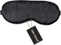 100% Mulberry Silk Sleep Mask Blackout, Cute Natural Sleeping Mask with Adjustable Elastic Strap, Satin Eye Cover for Men Women Adults (Black)