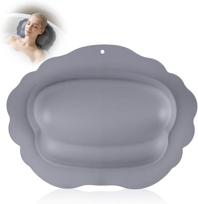Silicone Bath Pillow for Tub – Inflatable Bathtub Pillows for Head & Neck Support, Waterproof Bath Cushion for Jetted Tub, Gifts for Mom Women