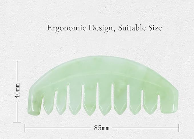 Scalp Massage Comb, Scalp Massager for Hair Growth, Head Scratcher for Itchy Scalp, Natural Gua Sha Jade Stone, Acupressure Meridian Brush