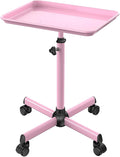 Salon Tray Cart Tattoo Tray Rolling Cart, Service Rolling Tray, Height Adjustable Styling Tray, Storage Tray Trolley for Beauty Salon Clinic Spa (Pink)