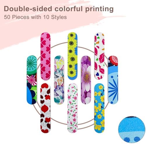Mini Nail Files, Colorful Emery Boards for Nails Double Sided 180 Grit Emory, Gifts Bulk Fingernails Manicure Tools Shaping Buffing Smoothing Filers Cute 3.5” (100 Pcs Colorful 180 Grit 3.6 in) - Image 3