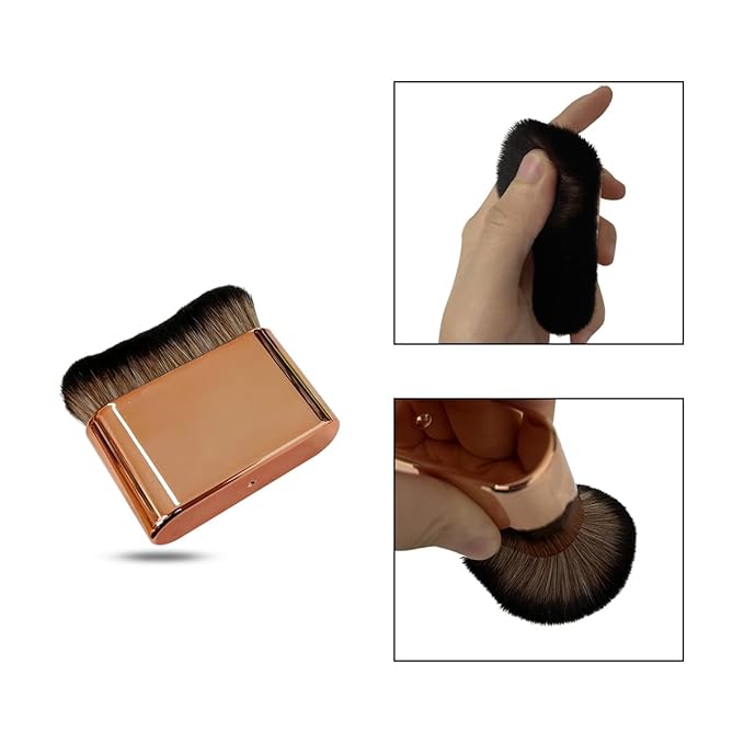 2PCS Body Tanning Brush Siren Makeup Brush ，Large Kabuki Foundation Body Makeup Brush for Fake Tan Face,Body & Leg Makeup(Rose gold, Bright black)