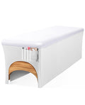 Onism Lash Bed Cover for Eyelash Extensions - Professional 6ft Massage Table Cover with Side Storage Pocket, Waterproof PU Leather & Stretchy Spandex Sides, Wipeable Spa Bed Sheets (White)
