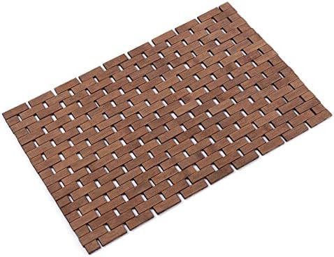 Bath Mat Bathroom Rugs Floor Wood Shower Bathtub Waterproof Non Slip Accessories 16x24 Inch Easy to Clean, Walnut, 1 pc by Fovlaurs