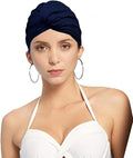 Pleated Fabric Swimming Cap Women Ladies Long Hair Swim Cap Ear Protecting Bathing Cap Elastic Polyester Turban Swim Hat Shower Cap for Beach Spa Non Waterproof, Twisted Beanie Cap Sleep Hat