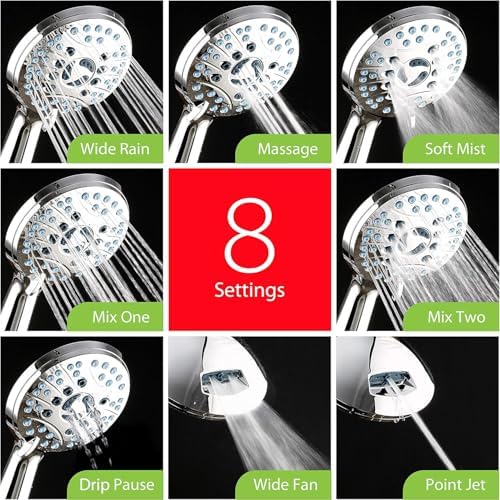 AquaCare 8-mode High Pressure Handheld Shower Head with 2-mode Power Wash - Image 4