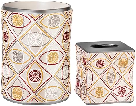 Zahari Home 2pc Sedona Modern Bath Accessories Set Waste Basket & Tissue Box Modern Classic Contemporary Decorative Beautiful Designs Bathroom Decor Set for Home Luxury Bath Set by ZahariHome