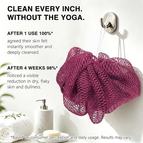 UJFQBH African Net Sponge Authenti, Exfoliating Body Scrubber for Back and Hard to Reach Areas, Gentle Daily Exfoliation for Deep Cleansing, Quick Drying Shower Essential, Berry Pink 3 Pack - Image 5