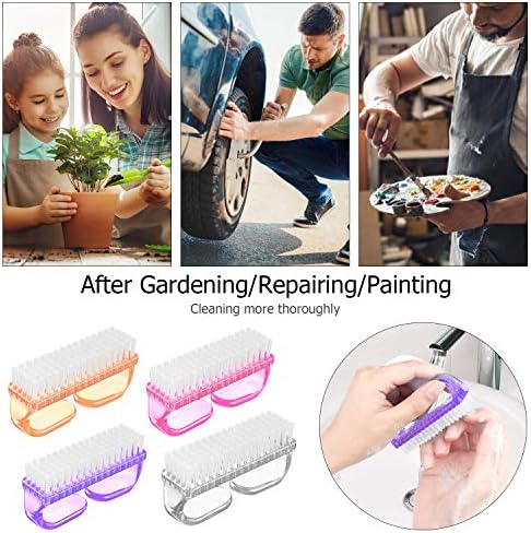 Larbois Handle Grip Nail Brush, Nail Brushes Hand Fingernail Brush Cleaner Scrubbing Kit Pedicure for Toes and Nails Men Women (4 Pack) - Image 4