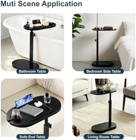 Bamboo Bathtub Side Table, Height Adjustable Bath Caddy Tray - Image 7